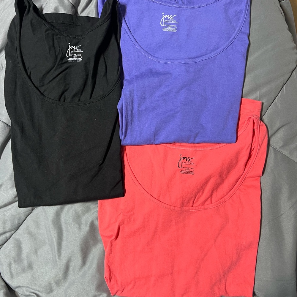Just My Size Black and Blue Fitted Sleeveless Tank Tops